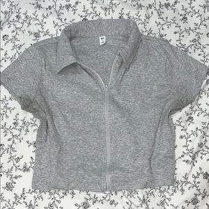 BP Gray Zip-Up Crop Top